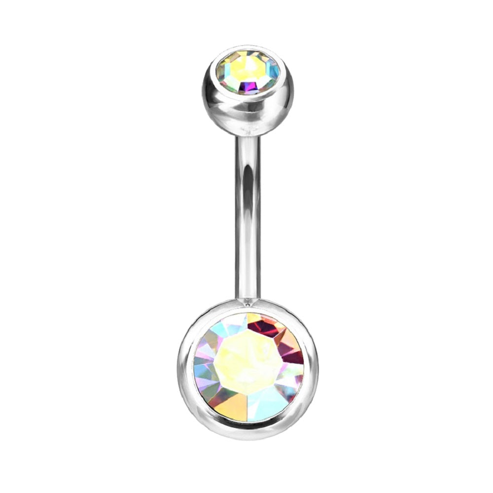 Double Ball Gem Belly Button Ring - G23 Implant Grade Solid Titanium