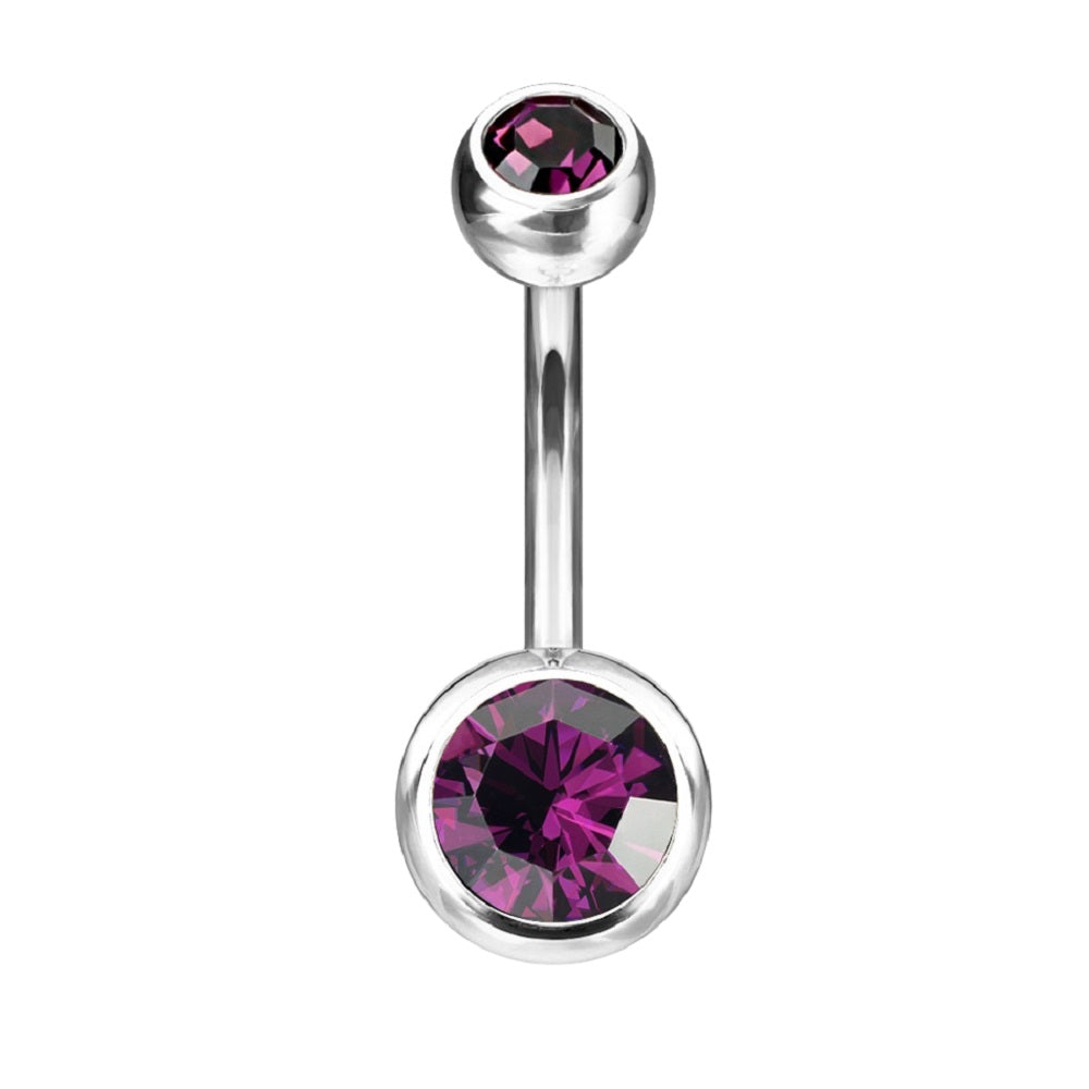 Double Ball Gem Belly Button Ring - G23 Implant Grade Solid Titanium