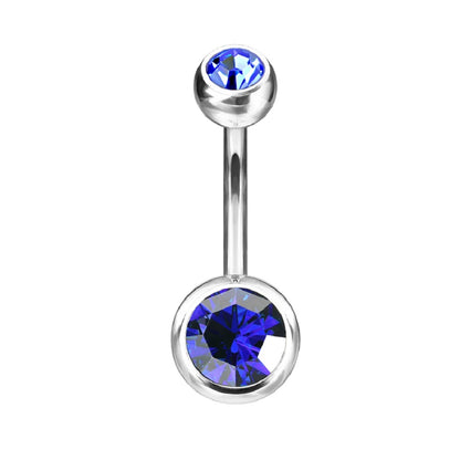 Double Ball Gem Belly Button Ring - G23 Implant Grade Solid Titanium