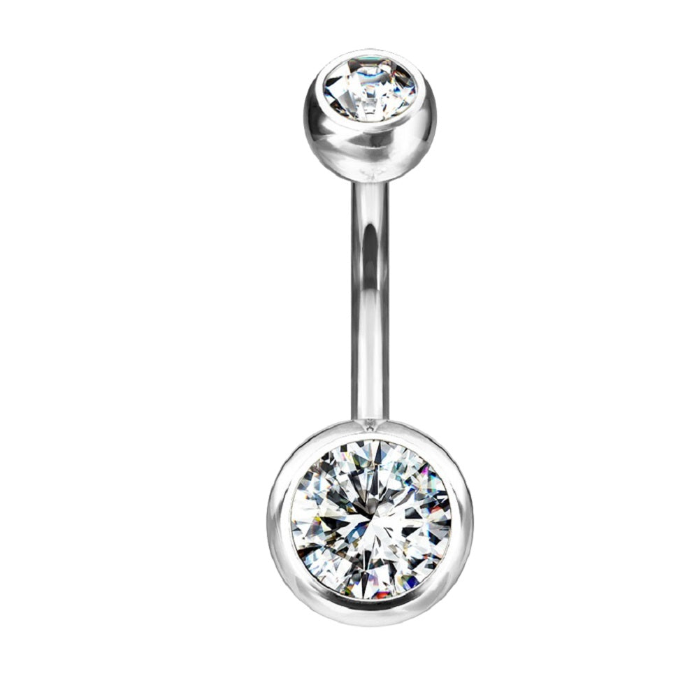 Double Ball Gem Belly Button Ring - G23 Implant Grade Solid Titanium