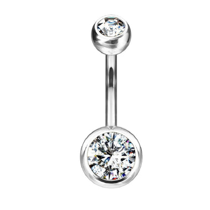 Double Ball Gem Belly Button Ring - G23 Implant Grade Solid Titanium