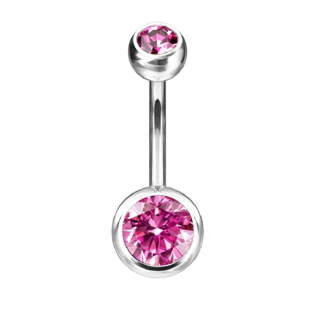 Double Ball Gem Belly Button Ring - G23 Implant Grade Solid Titanium