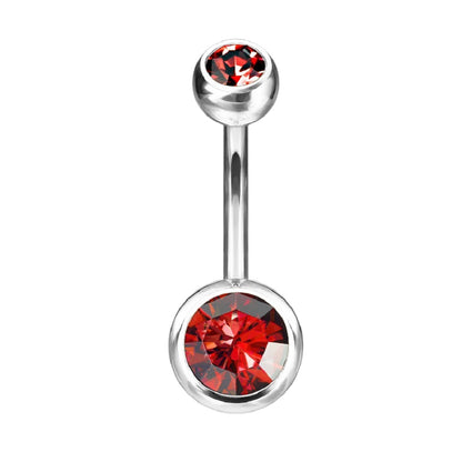 Double Ball Gem Belly Button Ring - G23 Implant Grade Solid Titanium