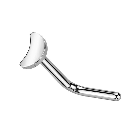 Crescent Moon Top L-Bend Nose Stud - ASTM F-136 Implant Grade Titanium