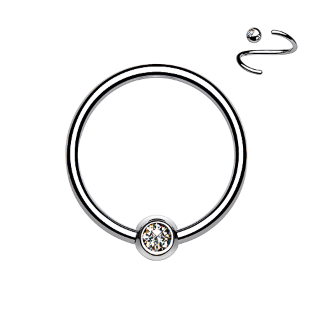 Bezel Set Crystal Ball Captive Bead Rings - G23 Implant Grade Titanium