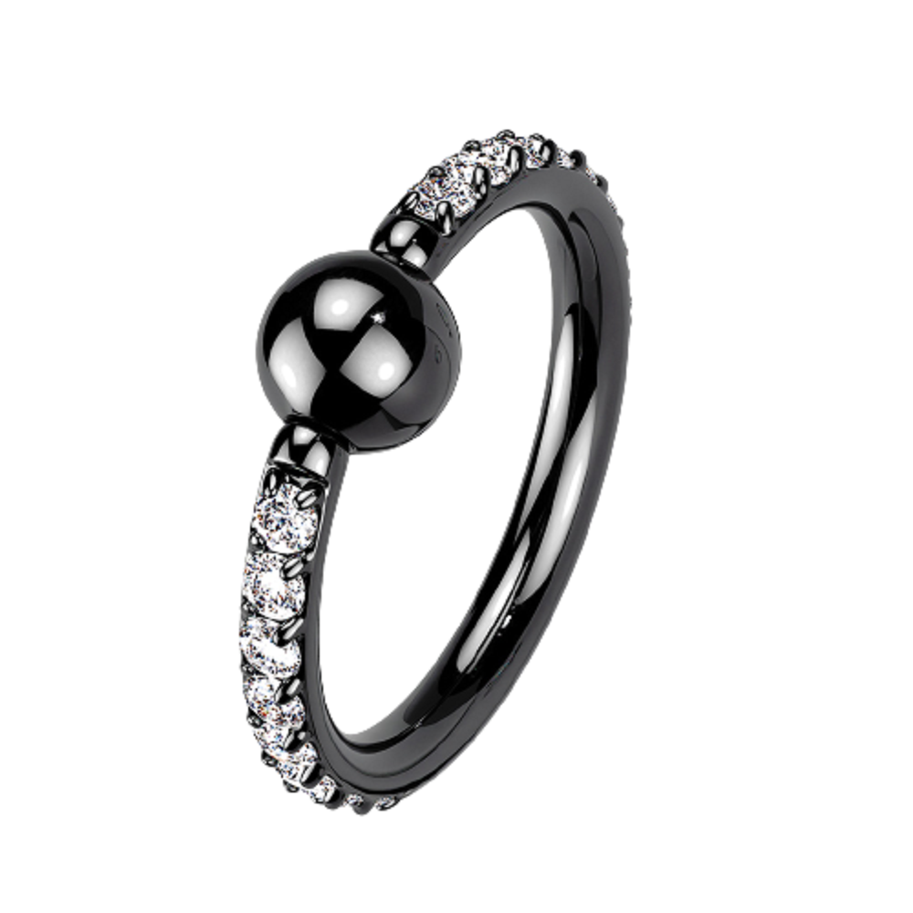 CZ Crystal Paved Captive Bead Ring - G23 Implant Grade Titanium