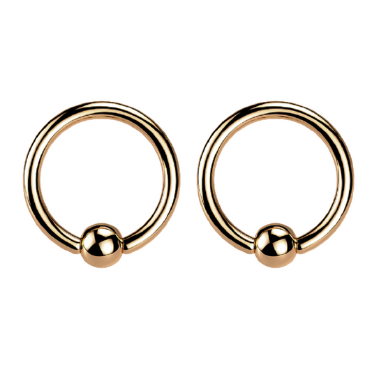 Rose Gold Captive Bead Rings - Pair - PVD Plated G23 Implant Grade Titanium