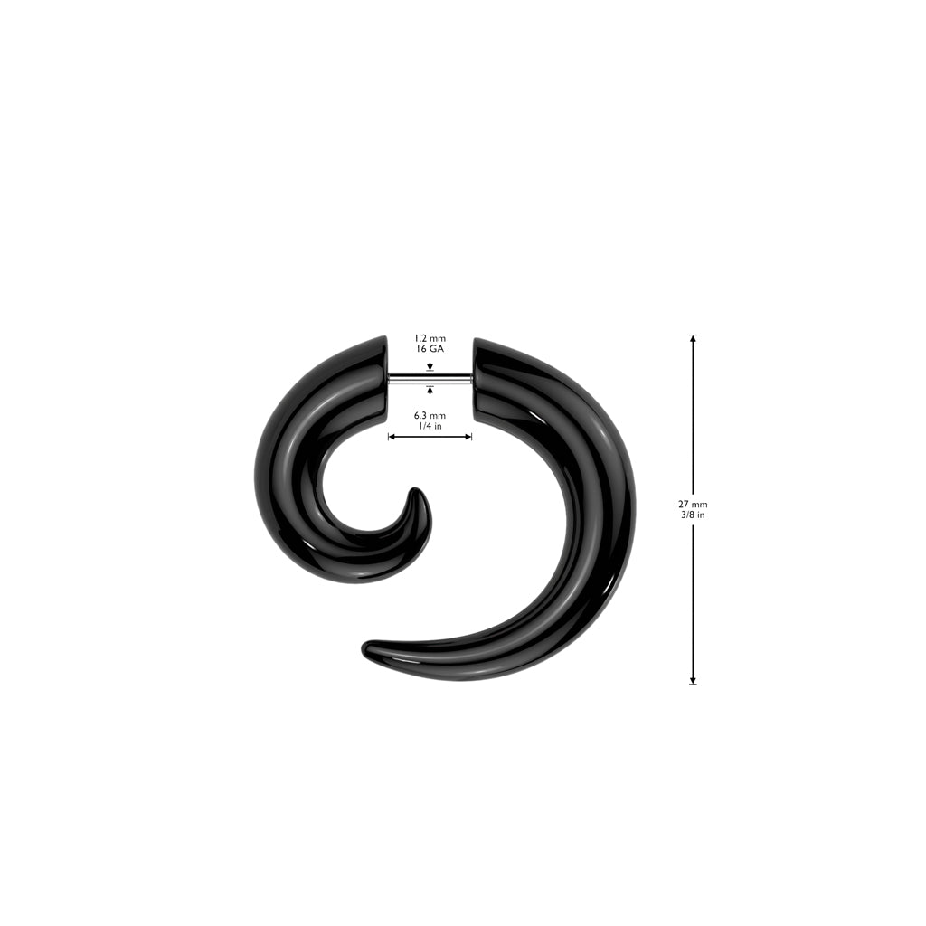 Acrylic Black Sprail Fake Taper Earrings - Pair