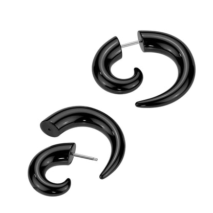 Acrylic Black Sprail Fake Taper Earrings - Pair