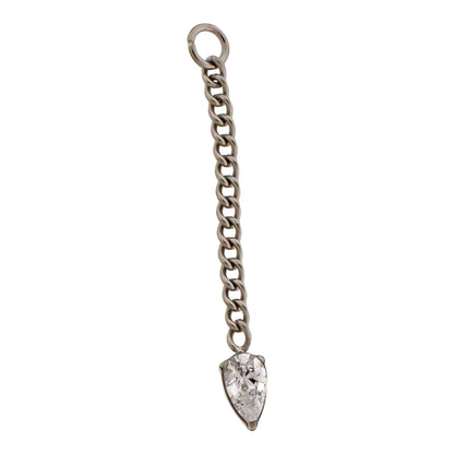 Chain with 3x5mm Teardrop Shaped CZ Crystal Charm - Titanium