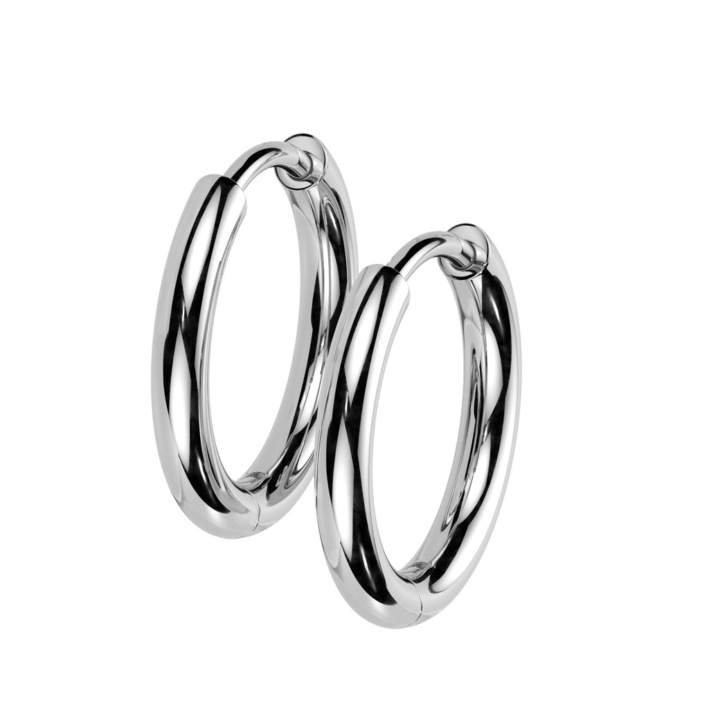 2mm Thick Hinged Round Hoop Earrings - Pair - F-136 Implant Grade Titanium