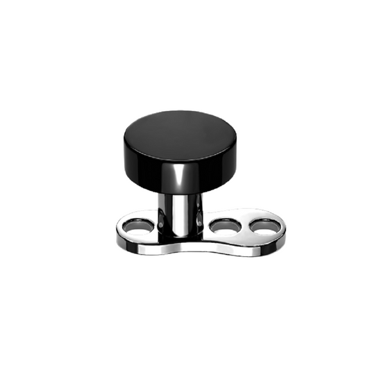Internally Threaded Flat Round Dermal Anchor Top and 3-Hole Base - G23 Implant Grade Titanium