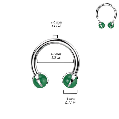 Internally Threaded Claw Set Natural Stone Ends Horseshoe Circular Barbell - ASTM F-136 Implant Grade Titanium