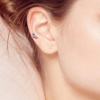 Triple Synthetic Opal Cartilage Helix Stud Earring - G23 Implant Grade Titanium