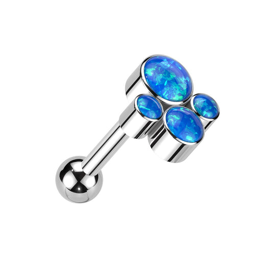 Internally Threaded Synthetic Opal Cluster Barbell Stud - ASTM F-136 Implant Grade Titanium