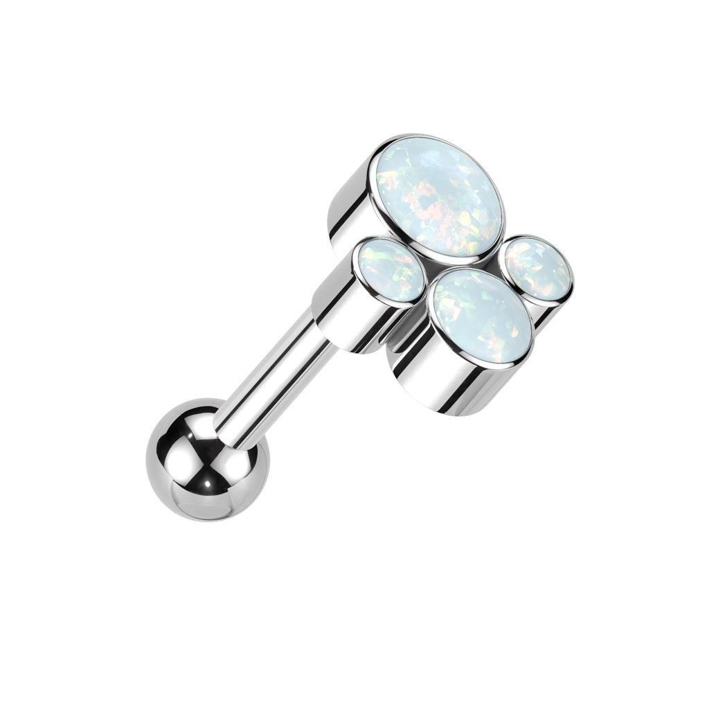 Internally Threaded Synthetic Opal Cluster Barbell Stud - ASTM F-136 Implant Grade Titanium