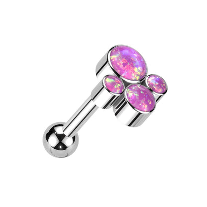 Internally Threaded Synthetic Opal Cluster Barbell Stud - ASTM F-136 Implant Grade Titanium