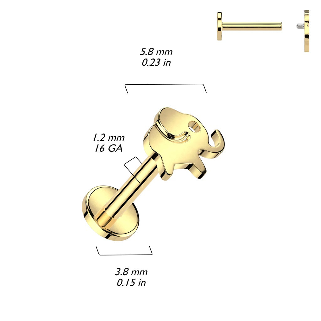 Internally Threaded Elephant Top Flat Back Stud - ASTM F-136 Implant Grade Titanium