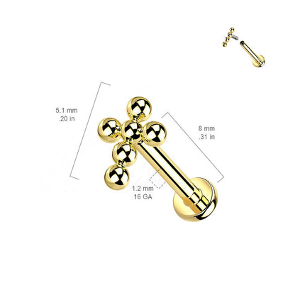 Ball Clustered Cross Internally Threaded Stud - G23 Implant Grade Titanium