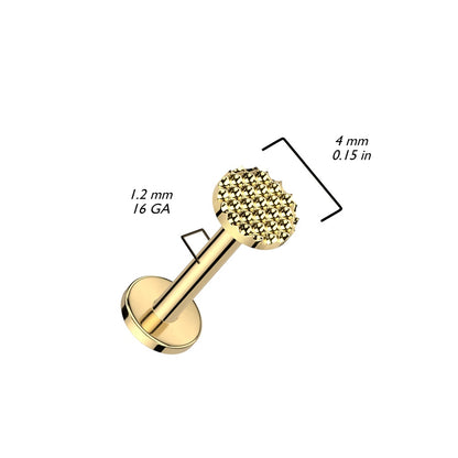 Internally Threaded Bumpy Circle Top Flat Back Stud - ASTM F-136 Implant Grade Titanium