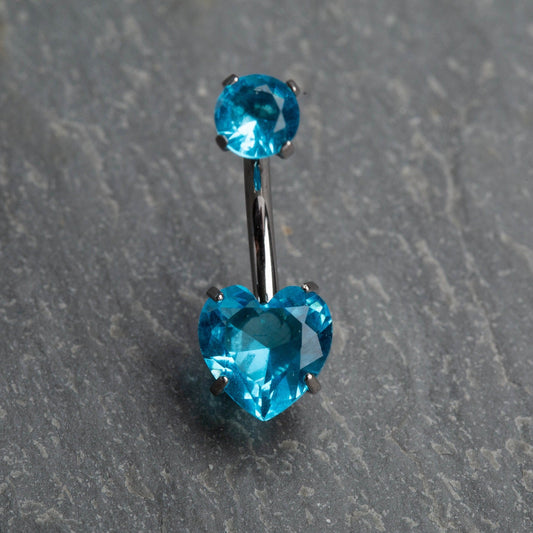 Blue Rooster Tail belly button ring