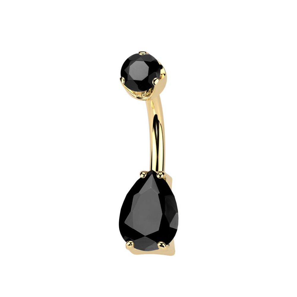 Internally Threaded Teardrop Shaped Natural Stone Belly Button Ring - ASTM F-136 Implant Grade Titanium