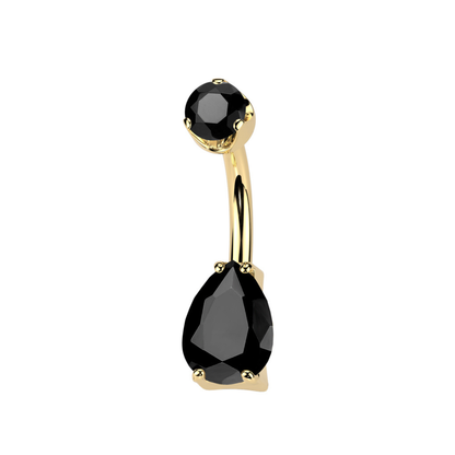 Internally Threaded Teardrop Shaped Natural Stone Belly Button Ring - ASTM F-136 Implant Grade Titanium