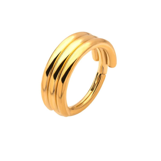 Triple Stack Hinged Segment Clicker Ring - 24KT Gold PVD ASTM F-136 Implant Grade Titanium