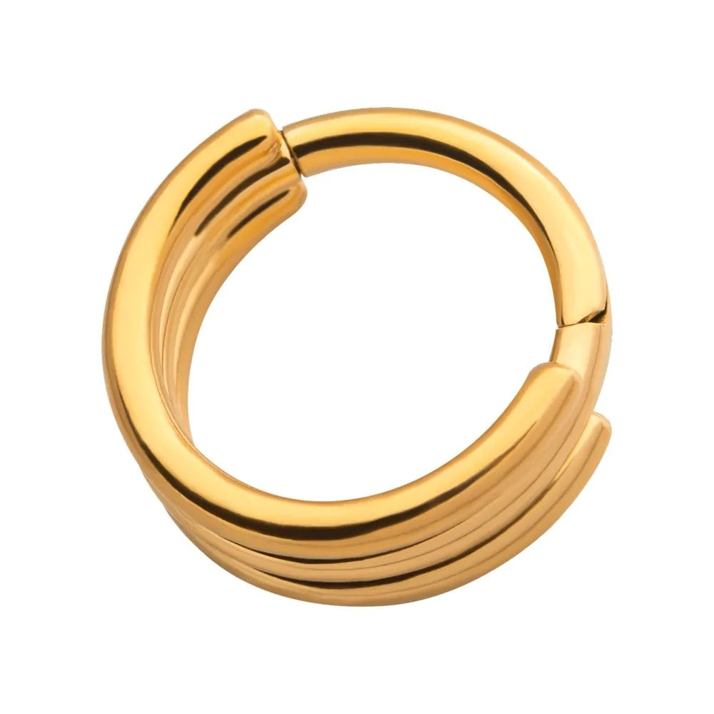 Triple Stack Hinged Segment Clicker Ring - 24KT Gold PVD ASTM F-136 Implant Grade Titanium