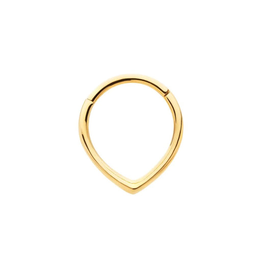 Teardrop Shaped Hinged Segment Clicker Ring - 24KT Gold PVD ASTM F-136 Implant Grade Titanium