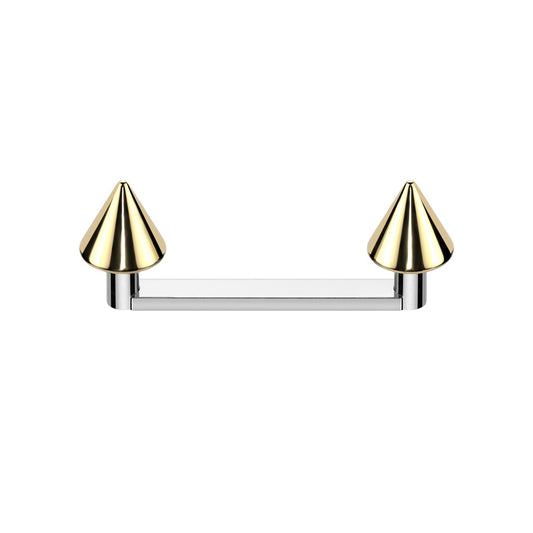 Internally Threaded Spike Tops Flat Surface Barbell - ASTM F-136 Implant Grade Titanium