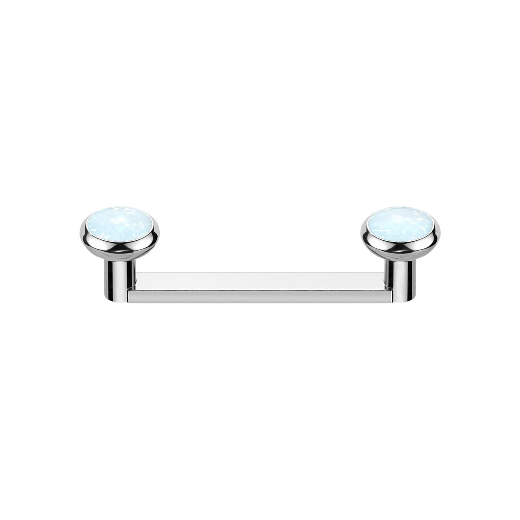 Internally Threaded Synthetic Opal Tops Flat Surface Barbell - ASTM F-136 Implant Grade Titanium