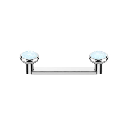 Internally Threaded Synthetic Opal Tops Flat Surface Barbell - ASTM F-136 Implant Grade Titanium