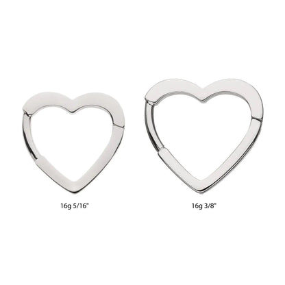 Heart Shaped Hinged Clicker Ring - ASTM F-136 Implant Grade Titanium