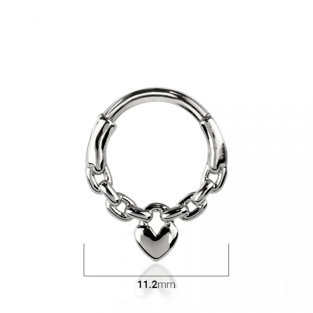 Chained Heart Hinged Segment Clicker Ring - 316L Stainless Steel