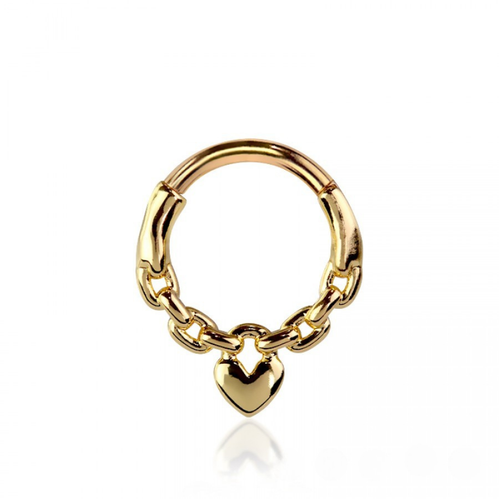 Chained Heart Hinged Segment Clicker Ring - 316L Stainless Steel