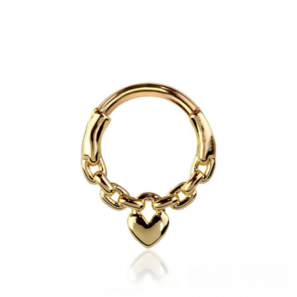 Chained Heart Hinged Segment Clicker Ring - 316L Stainless Steel