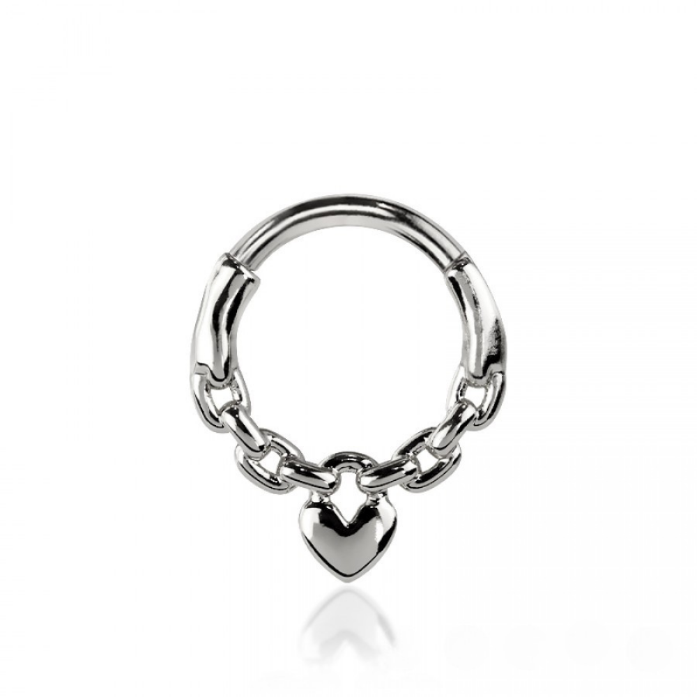 Chained Heart Hinged Segment Clicker Ring - 316L Stainless Steel
