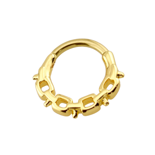 Spiked Chain Hinged Segment Clicker Ring - 316L Stainless Steel