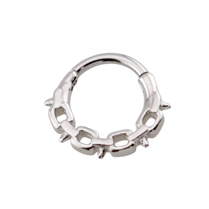 Spiked Chain Hinged Segment Clicker Ring - 316L Stainless Steel