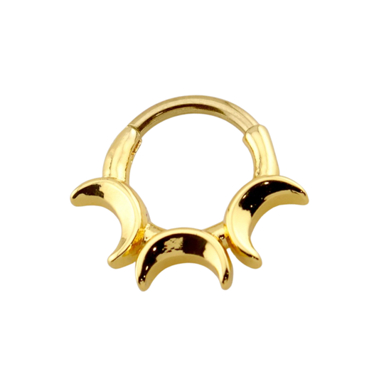 Triple Crescent Moon Hinged Segment Clicker Ring - 316L Stainless Steel