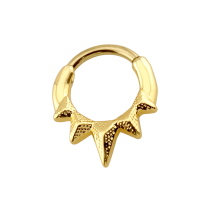 Multi Spike Front Hinged Segment Clicker Ring - 316L Stainless Steel
