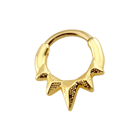 Multi Spike Front Hinged Segment Clicker Ring - 316L Stainless Steel