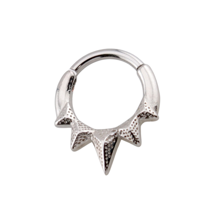 Multi Spike Front Hinged Segment Clicker Ring - 316L Stainless Steel