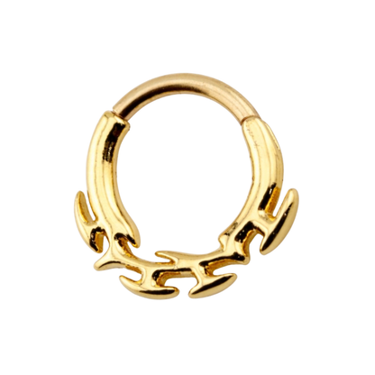 Tribal Flame Hinged Segment Clicker Ring - 316L Stainless Steel