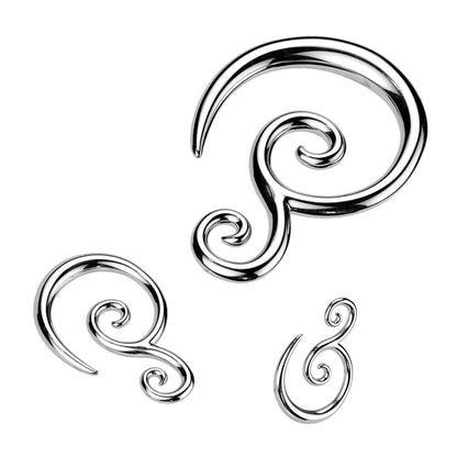 Double Spiral Hanging Tapers - Pair - 316L Stainless Steel