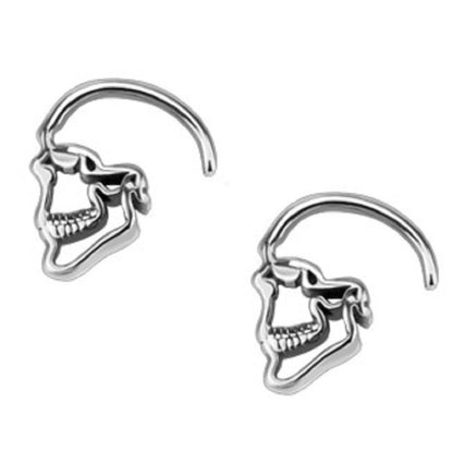 Skull Hanging Taper Plugs - Stainless Steel - Pair