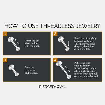 Threadless Push-In Faceted Ball Ends Horseshoe Circular Barbell - F-136 Implant Grade Titanium