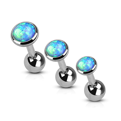 Set of 3 Synthetic Opal Set Top Cartilage Tragus Barbells