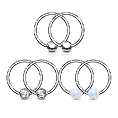 Set of 6 Assorted Fixed Ball Rings - 316L Surgical Steel